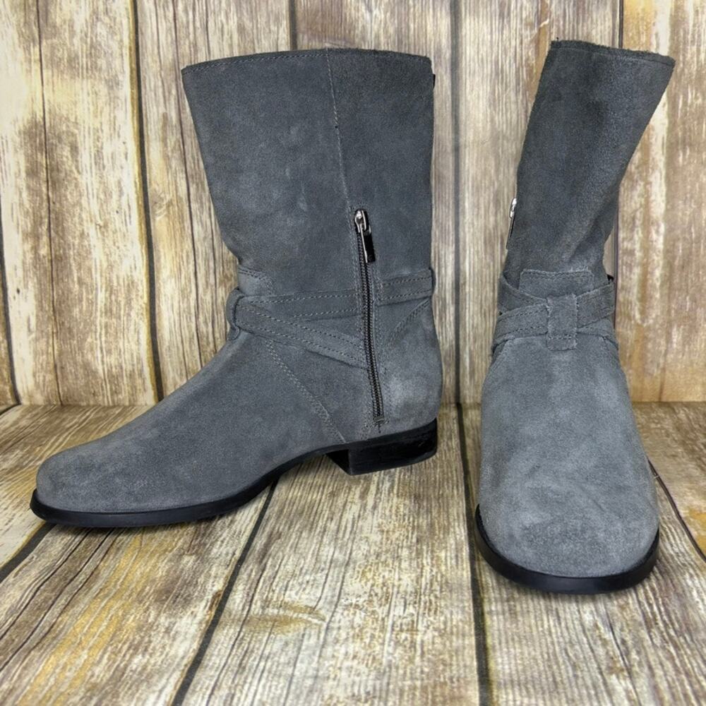 Koolaburra by UGG Elista Grey Suede Mid-Calf Biker Boot Womens SZ‎ 6.5